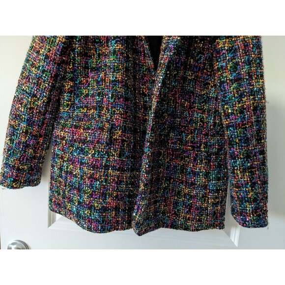 Blank NYC Women Size Small S Multicolor Rainbow Sequin Tweed Blazer Jacket - Picture 10 of 16